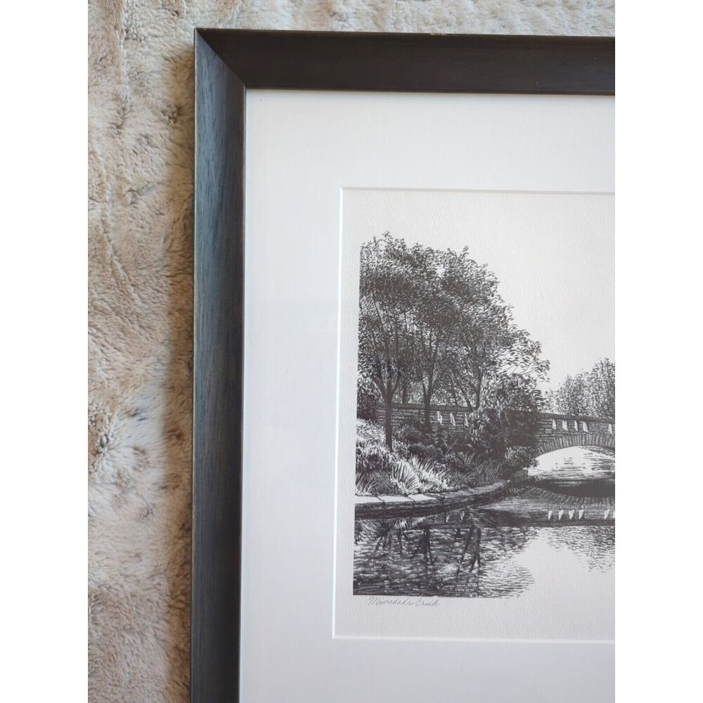 Vtg 1980 Sylvia Rudolph Minnehaha Creek Signed Ink Original Wood Framed 22x18 - Picture 2 of 13